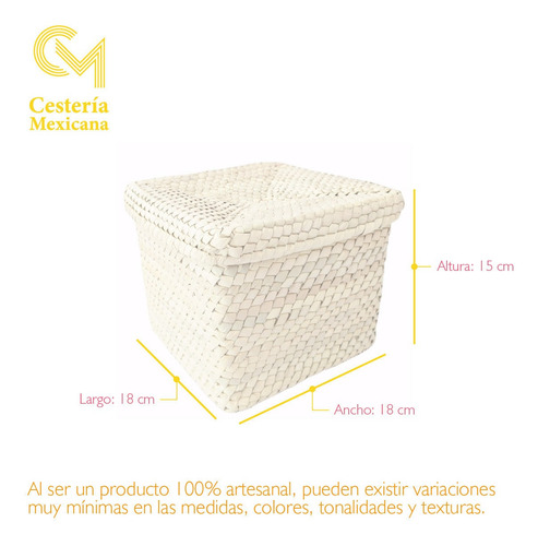 Imagen 3 de 3 de Caja Cuadrada De Palma Grande