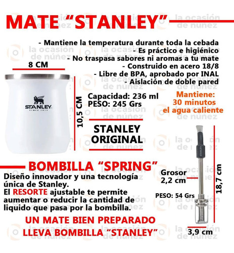 Imagen 2 de 7 de Mate Stanley + Bombilla Spring Acero Inoxidable Termico