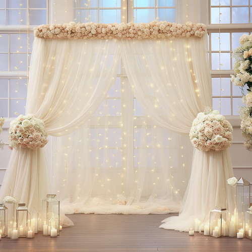 Cortina De Fondo Suppromo Champagne De 6 X 2,4 M Con Cadena