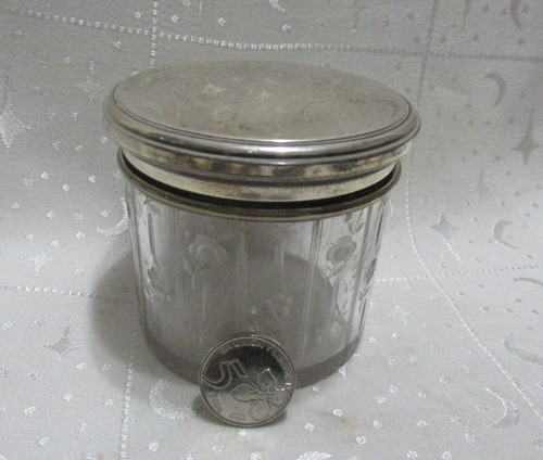 Antigua Polvera Cristal Plata Francesa G Keller (15159) (Usado)