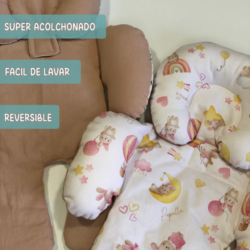 Reductor Huevito Bebe Cochecito Universal Reversible Algodon Conejitas