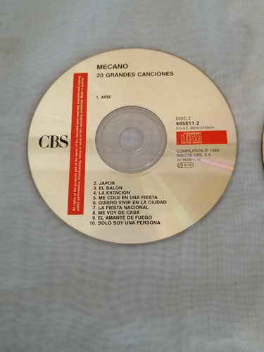 Mecano, Grandes Canciones, Cd, Doble (Usado)