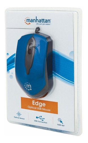 Imagen 3 de 3 de Mouse Manhattan Óptico Edge Alámbrico Usb 1000dpi