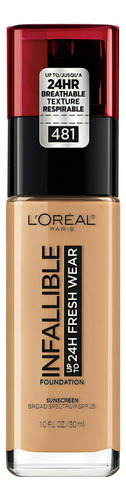 Base de maquillaje en cremoso L'Oréal Paris Infallible Infalible Infallible 24H Fdt tono 481 arena (cool sand) - 30mL 100.076g