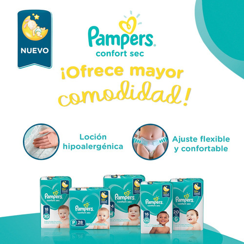 Imagen 5 de 5 de Pañales Pampers® Confort Sec - Caja De 4 Paquetes Xxg