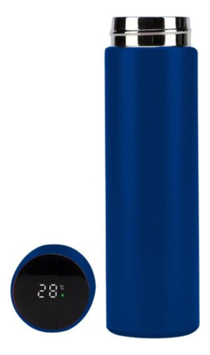 Botella térmica de acero inoxidable con termómetro digital LED, 500 ml, color azul