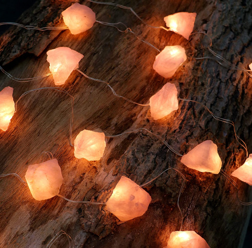 Cadena De Luces Decorativas De Cristal De Cuarzo Rosa Autnti