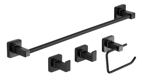 Imagen 4 de 7 de Griferia Negra Lavatorio Bidet Con Accesorios Cube Piazza