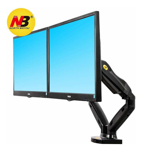 Soporte Monitor Doble North Bayou F160 17 A 27 Color Negro