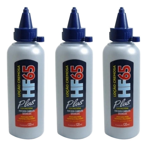  3un Loção Restauradora Cremosa Hf65 Plus Unissex 120ml Tom Natural