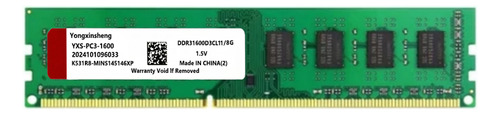 Memória Ram Ddr3 8gb 1600mhz 12800 Dimm Nonecc 1.5v Desktop