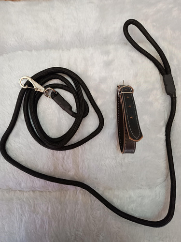 Coleira Para Cachorro + Guia Com Super Liberdade 3 Metros Cor Preto Ossos Tamanho Da Coleira M