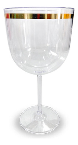 6 Unid Taça Borda Dourada Vinho Água Licor Gin 600ml