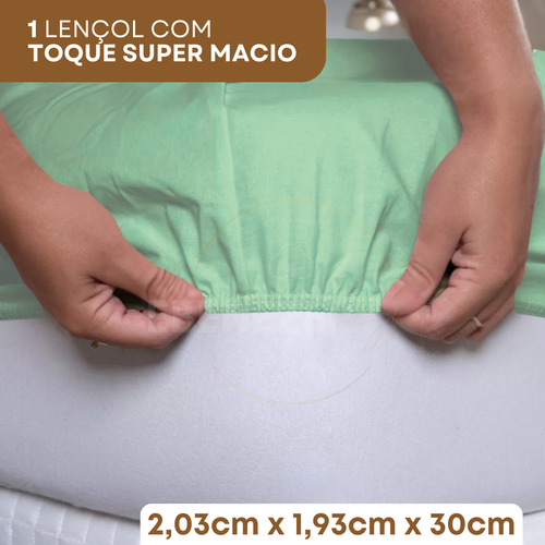 Jogo De Lençol King C/ Elástico E Fronhas Ponto Palito 3 Peças 400 Fios Hotel Premium Cor Verde Agua