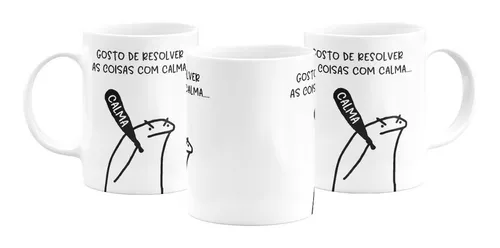 Caneca Meme Flork Boneco Palito Com Café Sem Café