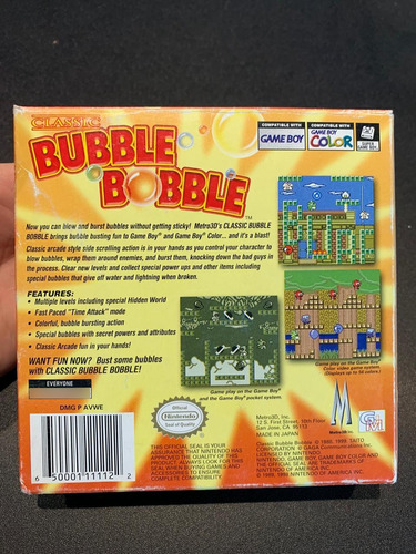 Classic Bubble Bobble Game Boy Color (Usado)