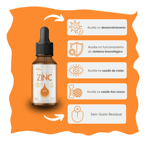 Zinco Líquido Sabor Morango Com 30ml - True Source