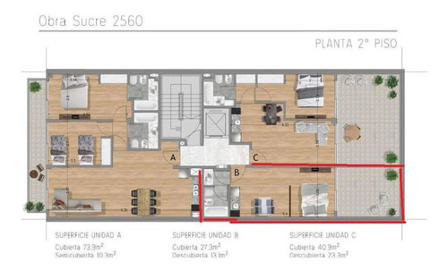 Imagen 4 de 4 de A Estrenar! Monoambiente Con Terraza En Venta
