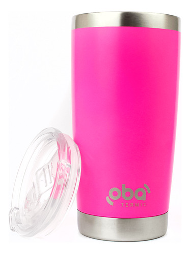 Copo Térmico Com Tampa E Abridor 591ml Rosa / Neon.