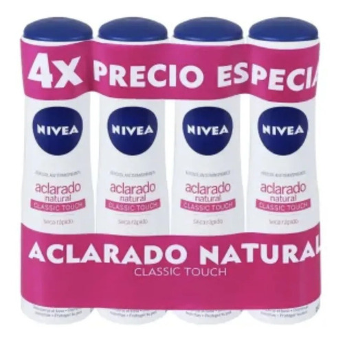 4 Pack Desodorante Aerosol Nivea Aclarado Natural 150 Ml