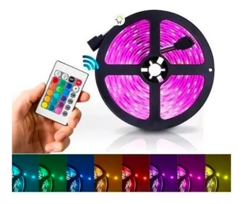 Cinta Led Multicolor Rgb Luz 5mts + Control + Adaptador