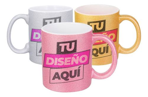 Tazón Taza Personalizada Glitter (tu Diseño Aquí)