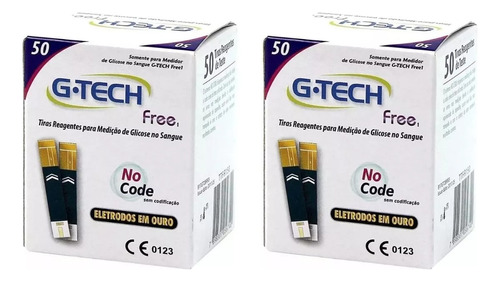 Kit Fitas/tiras Reagentes Diabetes G-tech Free 100 Unidades
