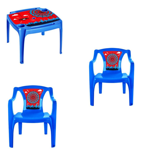 Set Juego Infantil Azul 1 Mesa+2 Sillas Plástico Homeshop