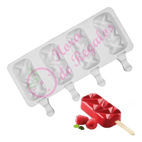 Molde De Silicona Paleta Helado Shock Diamante Chica Ice Pop