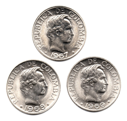 50 Centavos Set 1967 - 1969 3 Monedas Sin Circular 