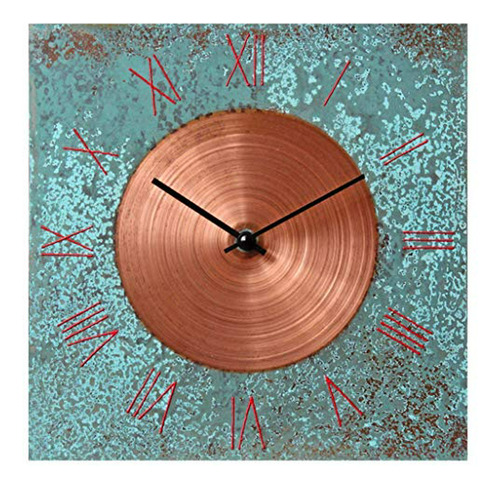 Reloj De Pared Grande Hecho A Mano - Cuadrado, Turquesa, Cob