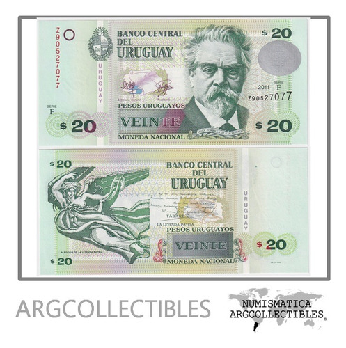 Uruguay Billete 20 Pesos 2011 P-86 Unc (reposicion)