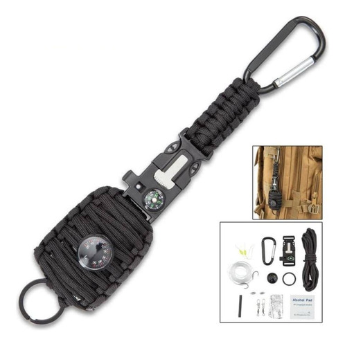 Llavero Paracord Supervivencia Con Mosqueton Camping