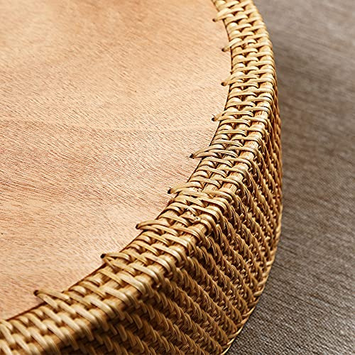 Canasta Ovalada De Ratán De 12 Pulgadas Con Base De Madera P