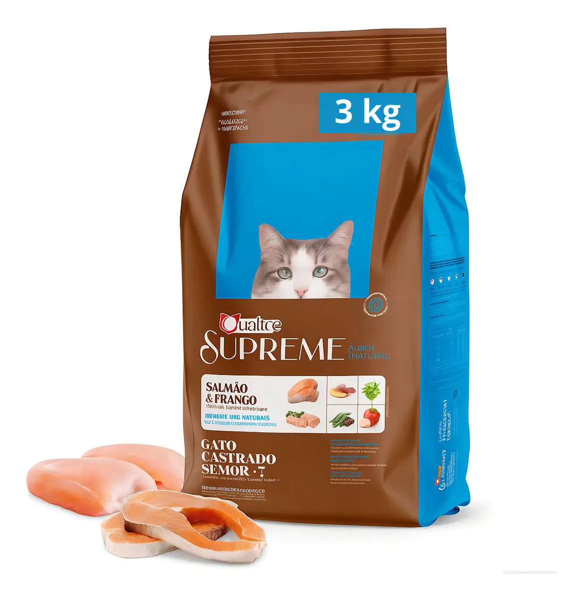 Ração Seca Quatree Supreme Gato Sênior Castrado Frango e Salmão 3kg