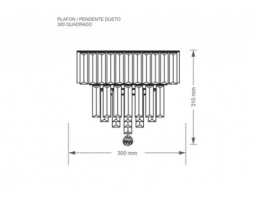 Pendente Plafon Dueto Quadrado Com Cristais 4xg9 Taschibra