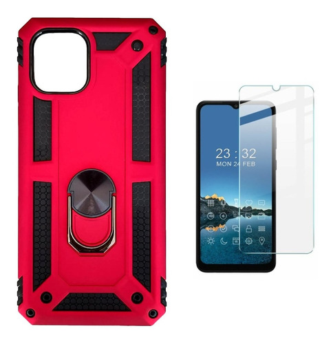 2 Micas + 1 Funda Rudo Con Anillo Para Samsung Galaxy A04e