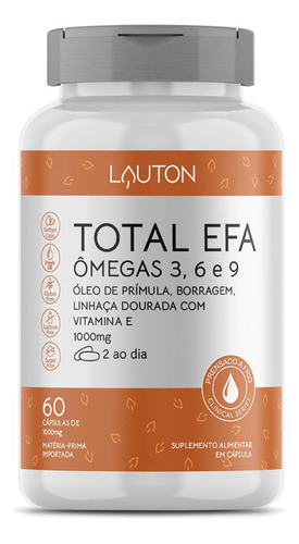 Total Efa Ômegas 3, 6 E 9 - 60 Cápsulas - Lauton Nutrition