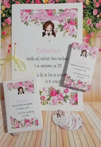 Imagen 1 de 10 de 25 Estampitas Tarjetas Comunión+librito + Cajita. Tallerve