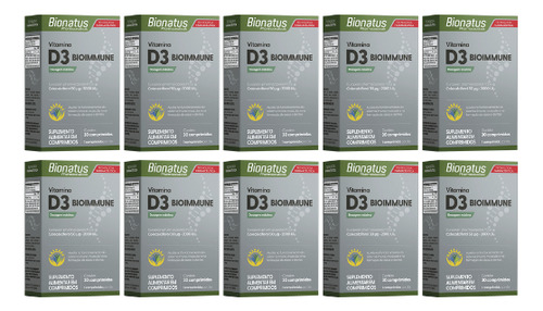 Kit 10 Vitamina D3 2000ui Bioimmune 30 Comp - Bionatus Sem Sabor
