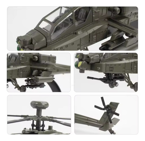 Helicoptero A Escala Boeing Ah-64 Apache Diecast Luz Sonido Ah-64 Apache