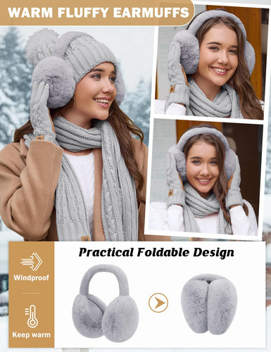 Gorro De Invierno Para Mujer, Bufanda Larga, Guantes De