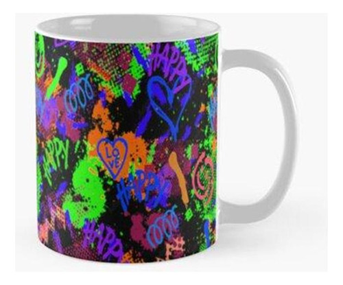 Taza Happy Abstract Lettering Design Diseño Gráfico 3, Abstr