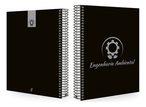 Caderno Universitário Profissões Preto E Prata 160 Folhas Cor Eng. Ambiental