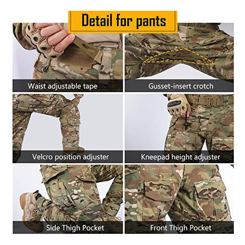 Men G3 Combat Uniforms Set With Knee & Elbow Pads Camou...