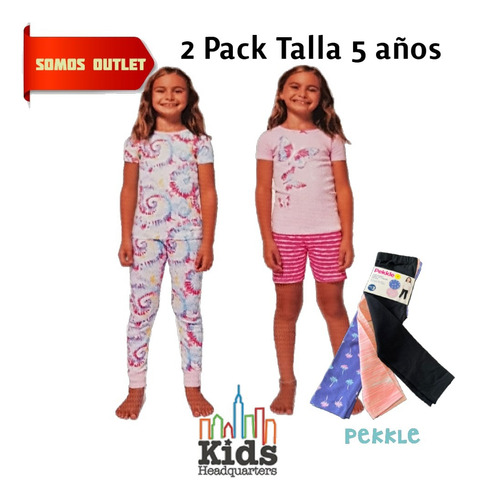 2 Pack Pijama Para Niña 4 Pzs Y Set Leggins 3 Pzs Originales