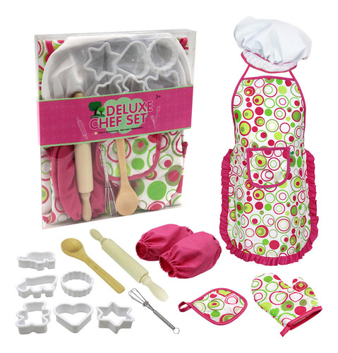 Set De Cocina Para Niños 15 Pcs Con Gorro De Chef Delantal G