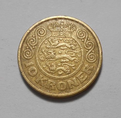 Dinamarca Moneda De 10 Coronas 1989 - Km#867.1