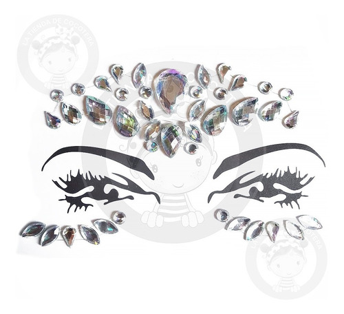 Gemas Piedras Adhesivas Rostro Maquillaje Glitter Diseño 3