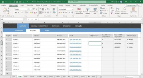 Planilha De Controle Para Corretores De Empréstimos 4.0